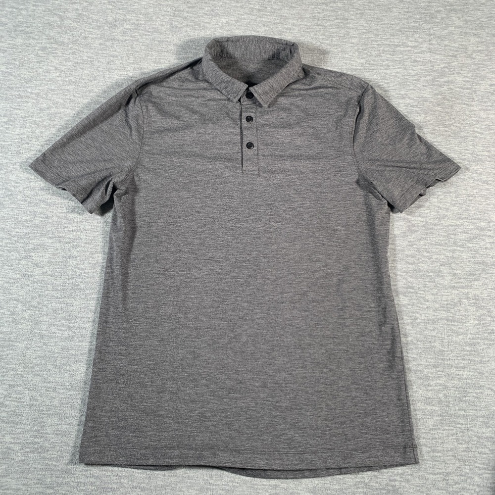 Lululemon Polo Shirt Mens Small‎ Gray Performance Athletic Golf Stretch Classic